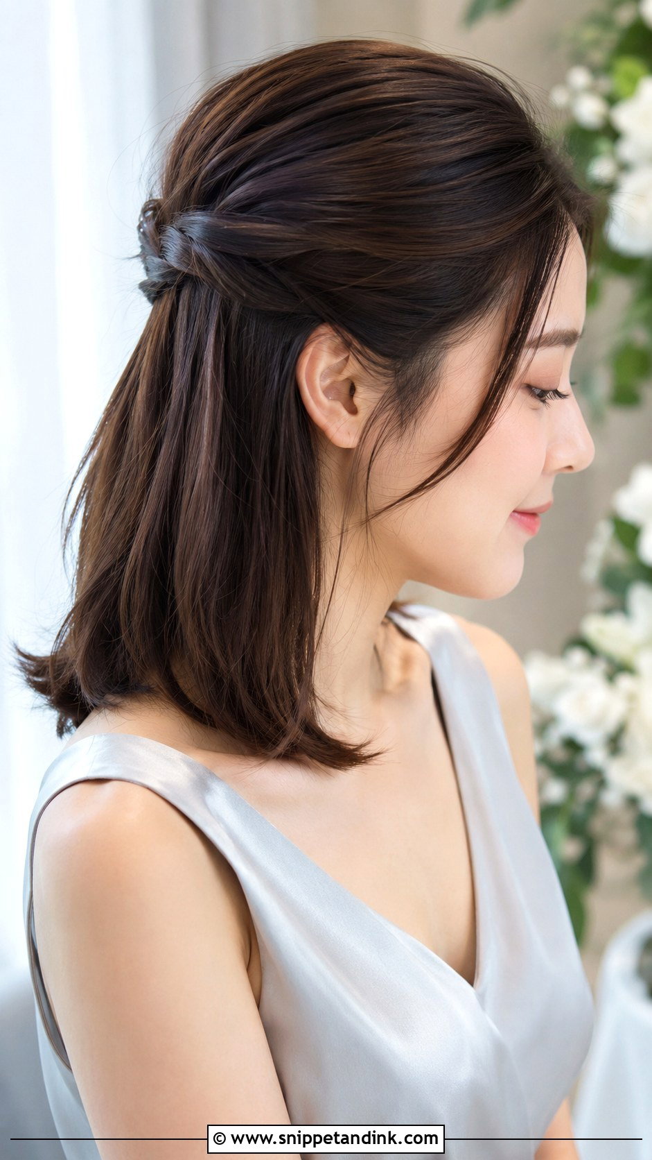 Sleek Half Up Bridesmaid Hairstyle - Snippet and Ink - 20 Bridesmaid Hairstyles Medium Length Half Up