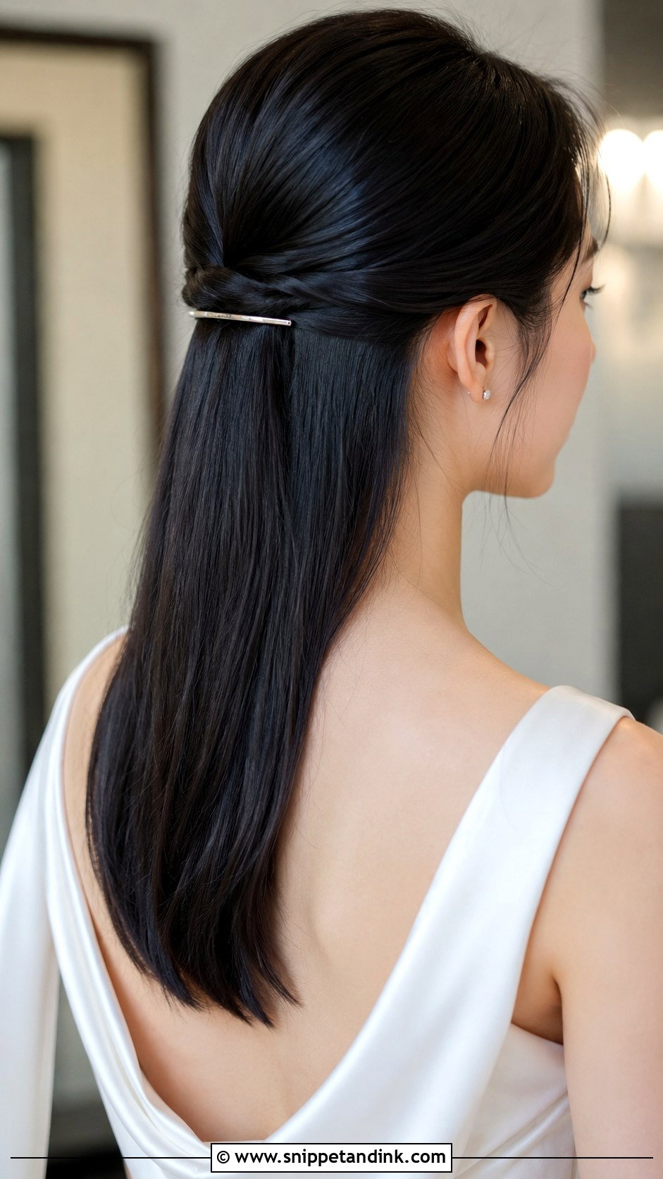 Sleek Half Up Hairstyle - Snippet and Ink - 25 Half-Up Maid of Honor Hairstyles
