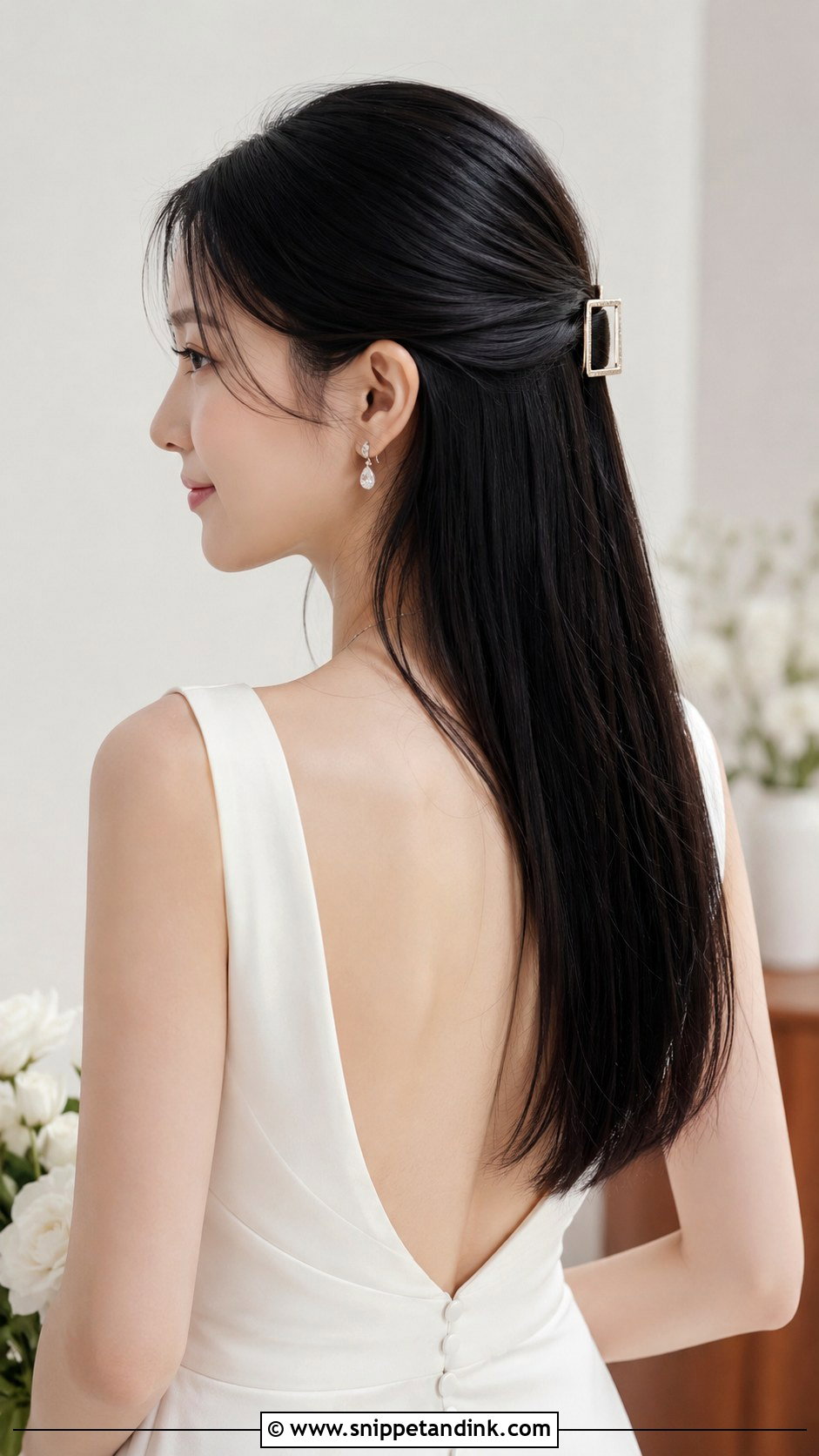 Sleek Half Up Half Down - Snippet and Ink - 35 Half-Up Half-Down Wedding Hairstyles