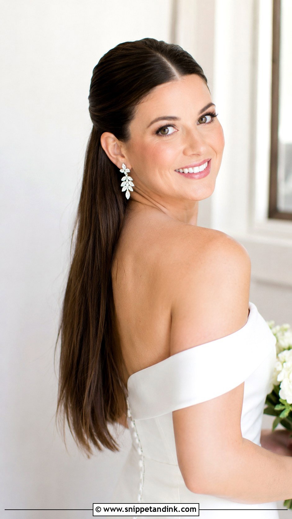 Sleek Half Up Half Down Bridal Style - Snippet and Ink - 25 Half-Up Half-Down Hair for Wedding Ideas