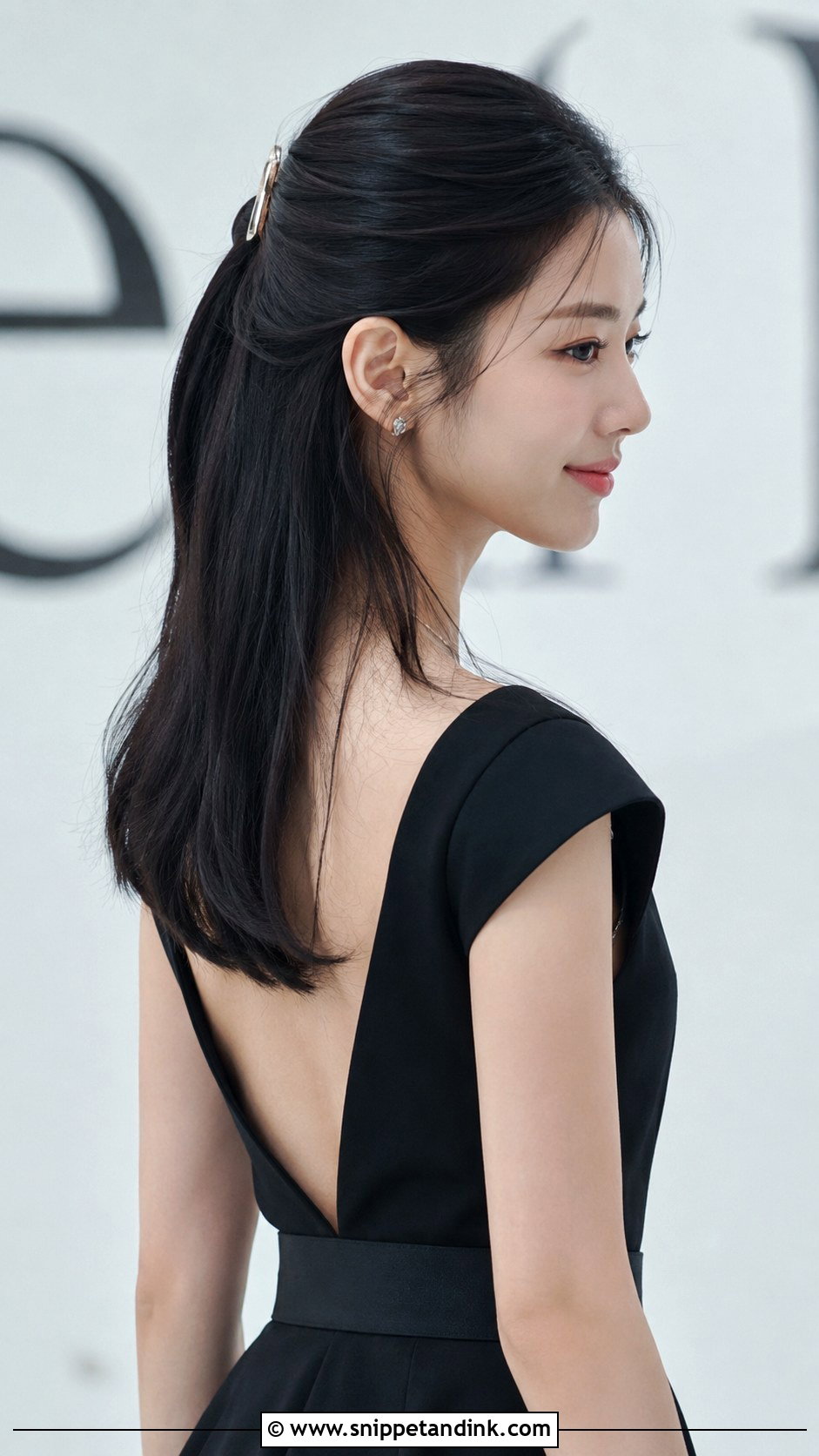 Sleek Half Up Half Down Hairstyle - Snippet and Ink - 20 Easy Half-Up Half-Down Hair Wedding Guest Hairstyle Ideas
