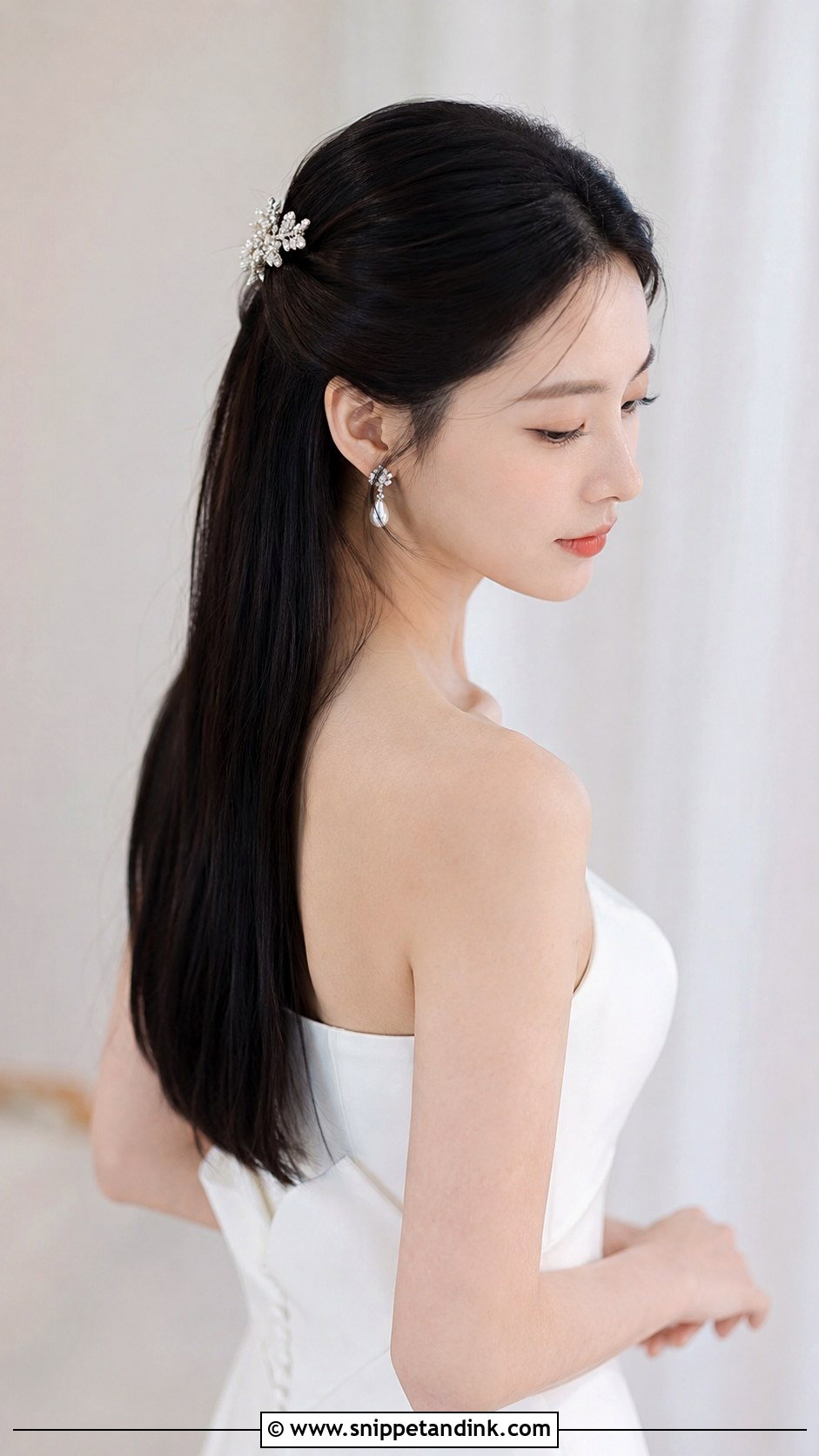 Sleek Half Up Half Down Style - Snippet and Ink - 20 Half-Up Half-Down Wedding Hair Styles
