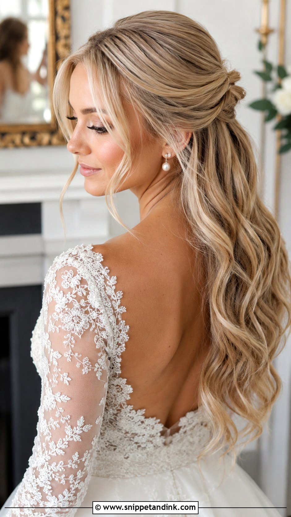 Sleek Half Up Half Down Wedding Hair - Snippet and Ink - 20 Slick Wedding Hair Ideas