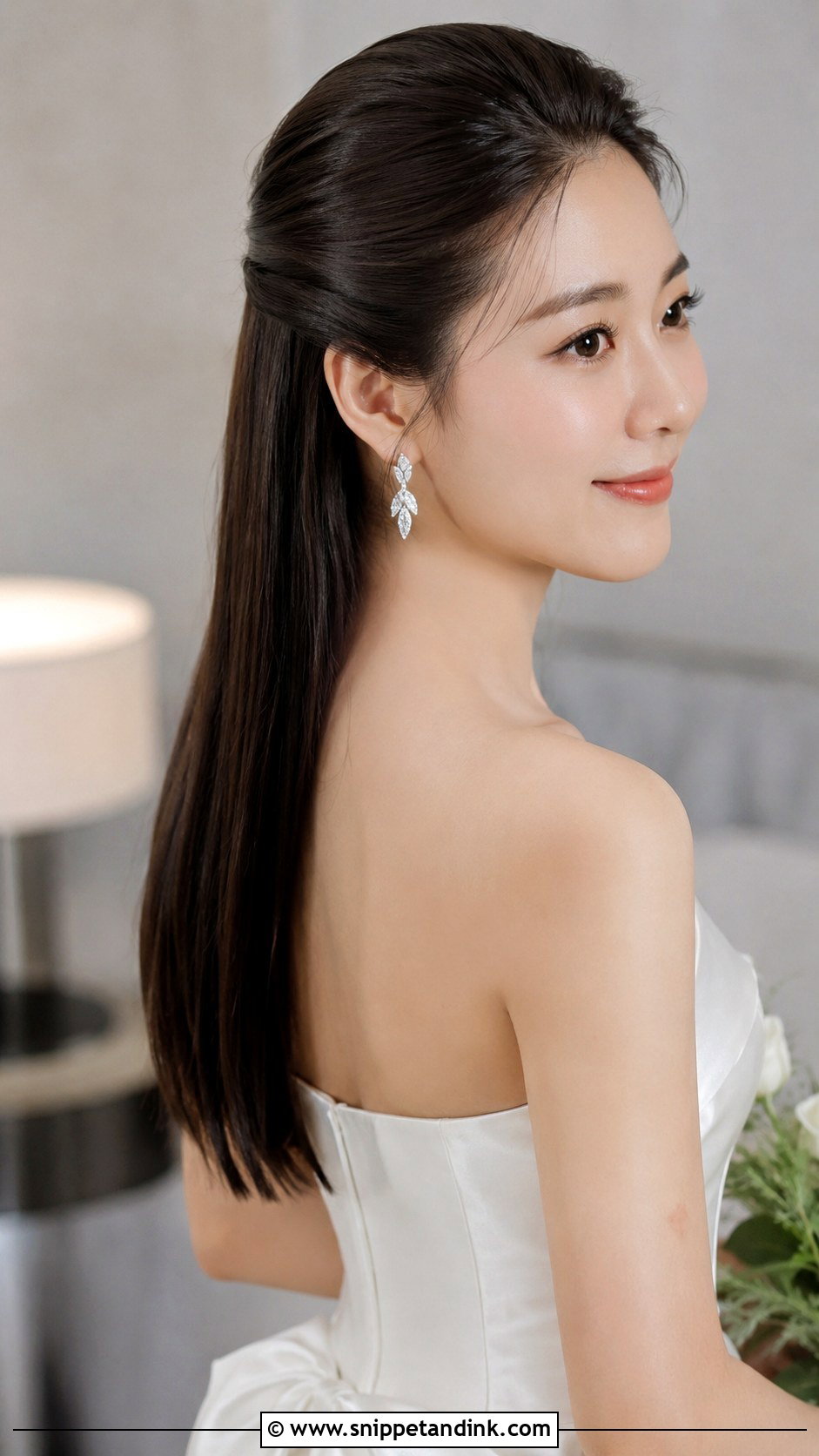Sleek Half Up Half Down for Brides - Snippet and Ink - 20 Bride Half-Up Half-Down Ideas