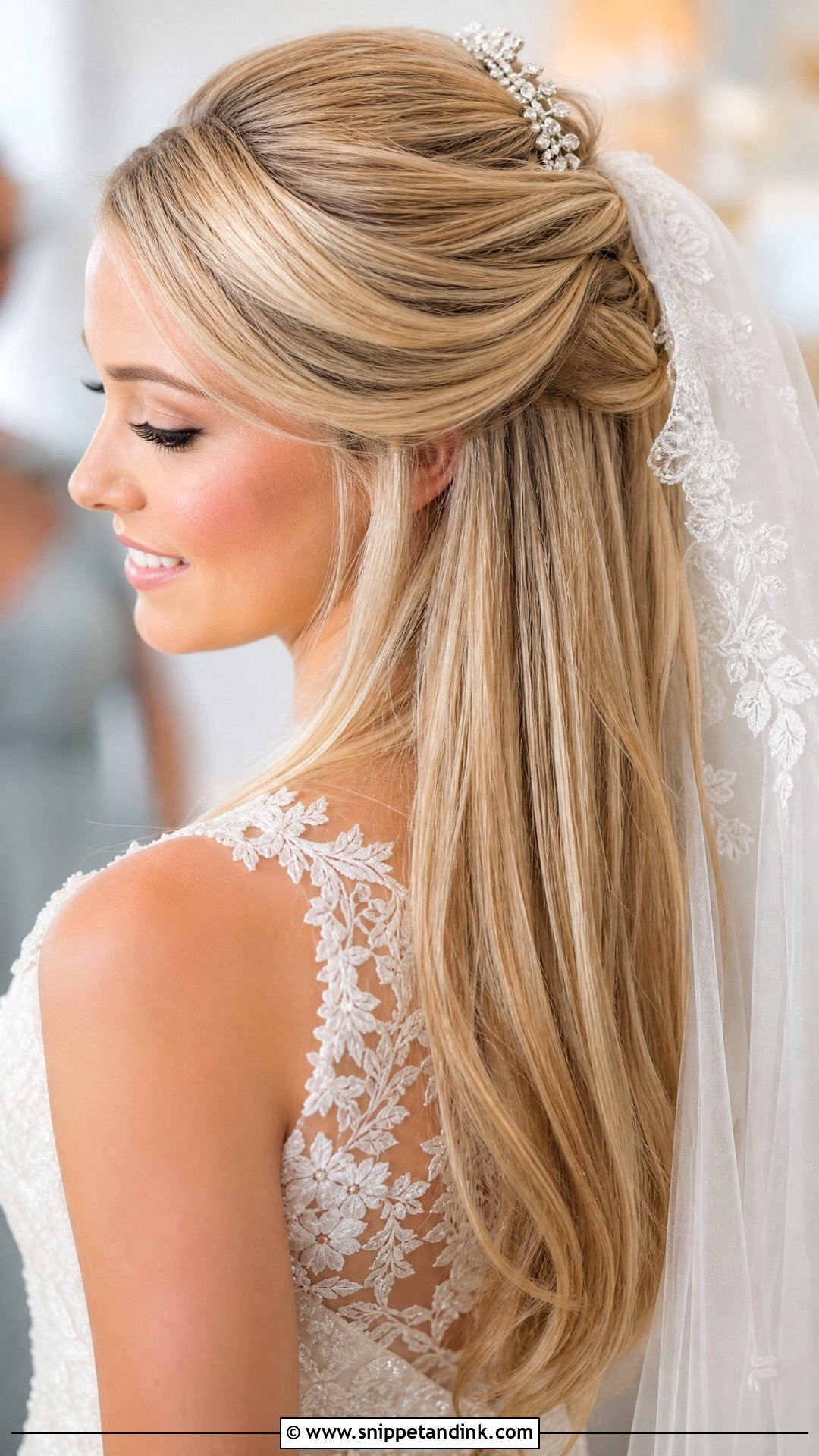 Sleek Half Up Half Down - Snippet and Ink - 20 Sleek Bridal Hair Ideas