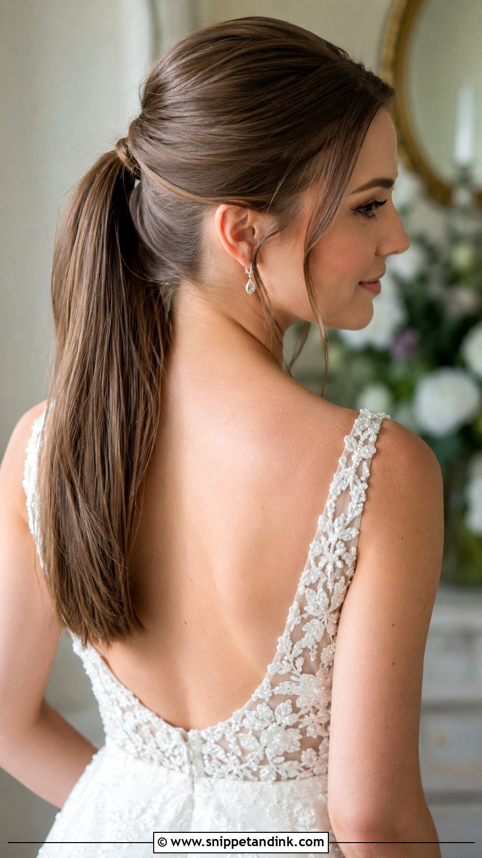 Sleek Half Up Ponytail Wedding Hair - Snippet and Ink - 25 Sleek Half-Up Half-Down Wedding Hair Ideas