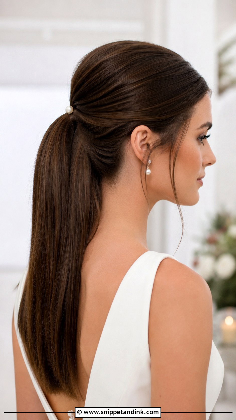 Sleek Half Up Ponytail for Weddings - Snippet and Ink - 30 Half-Up Half-Down Bridal Hairstyles