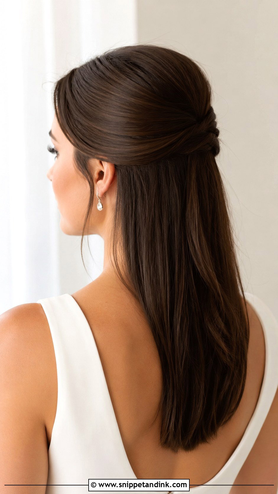 Sleek Half Up Wedding Hair - Snippet and Ink - 25 Half-Up Wedding Hair Styles