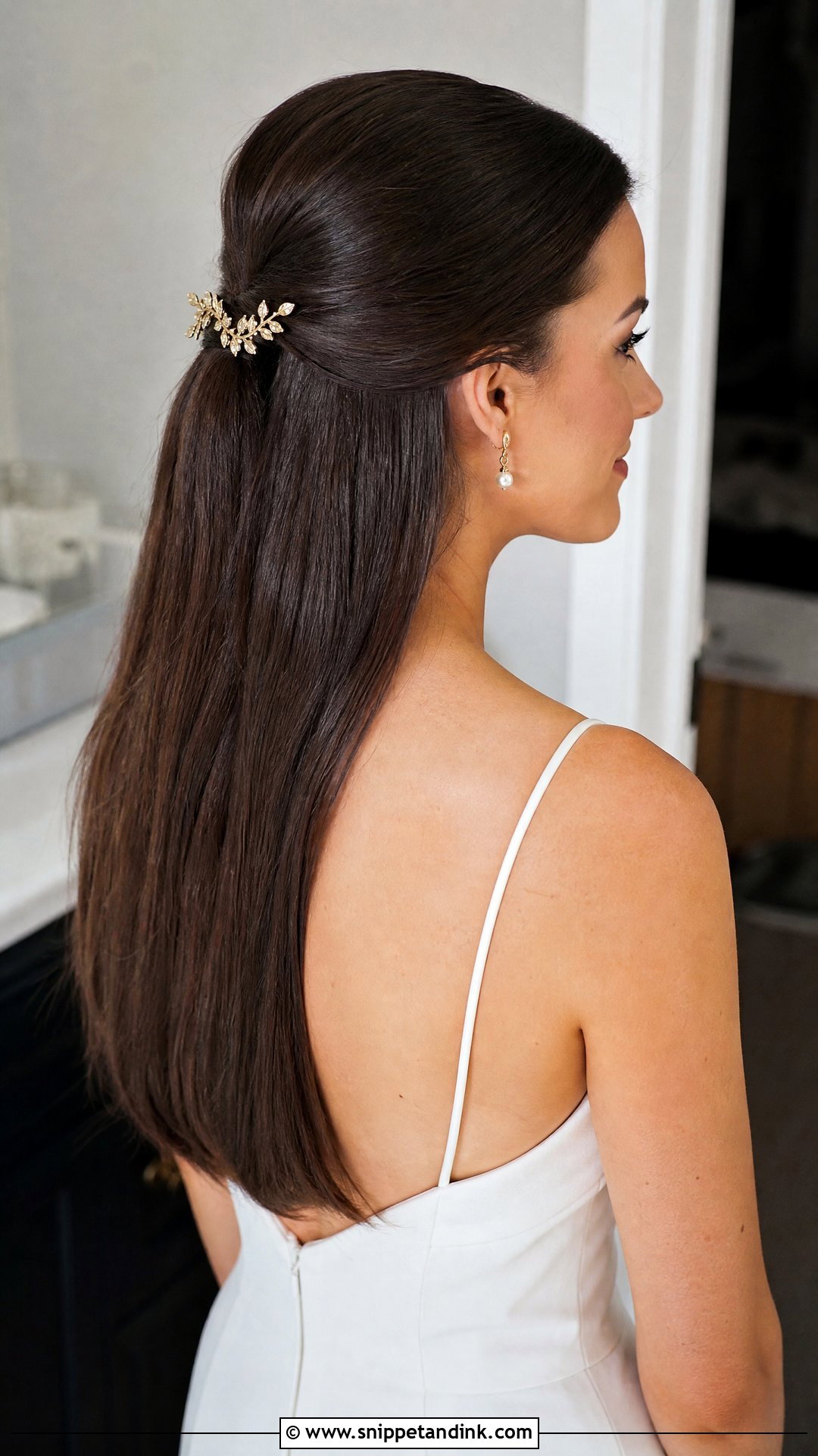 Sleek Half Up Wedding Hairstyle - Snippet and Ink - 20 Half-Up and Half-Down Wedding Hairstyles