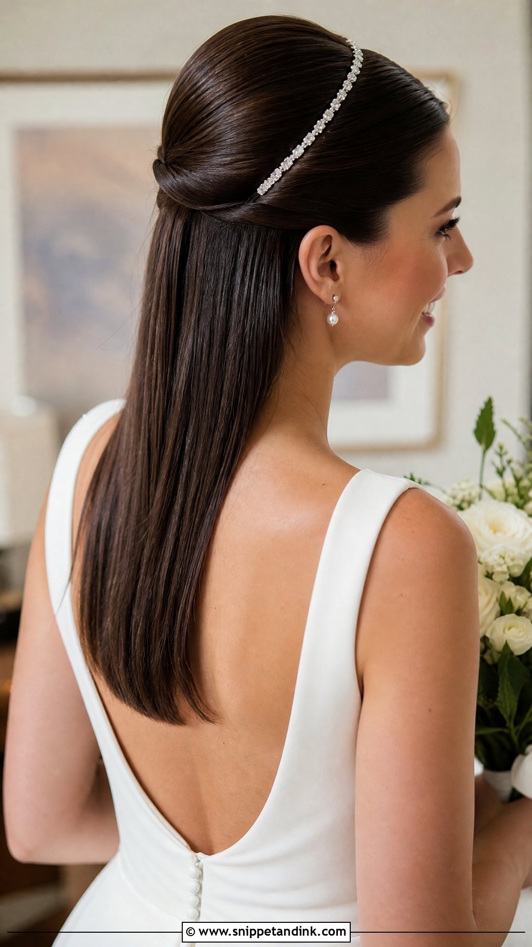 Sleek Half Up Wedding Hairstyle - Snippet and Ink - 20 Half-Up Wedding Hairstyles for Long Hair the Bride