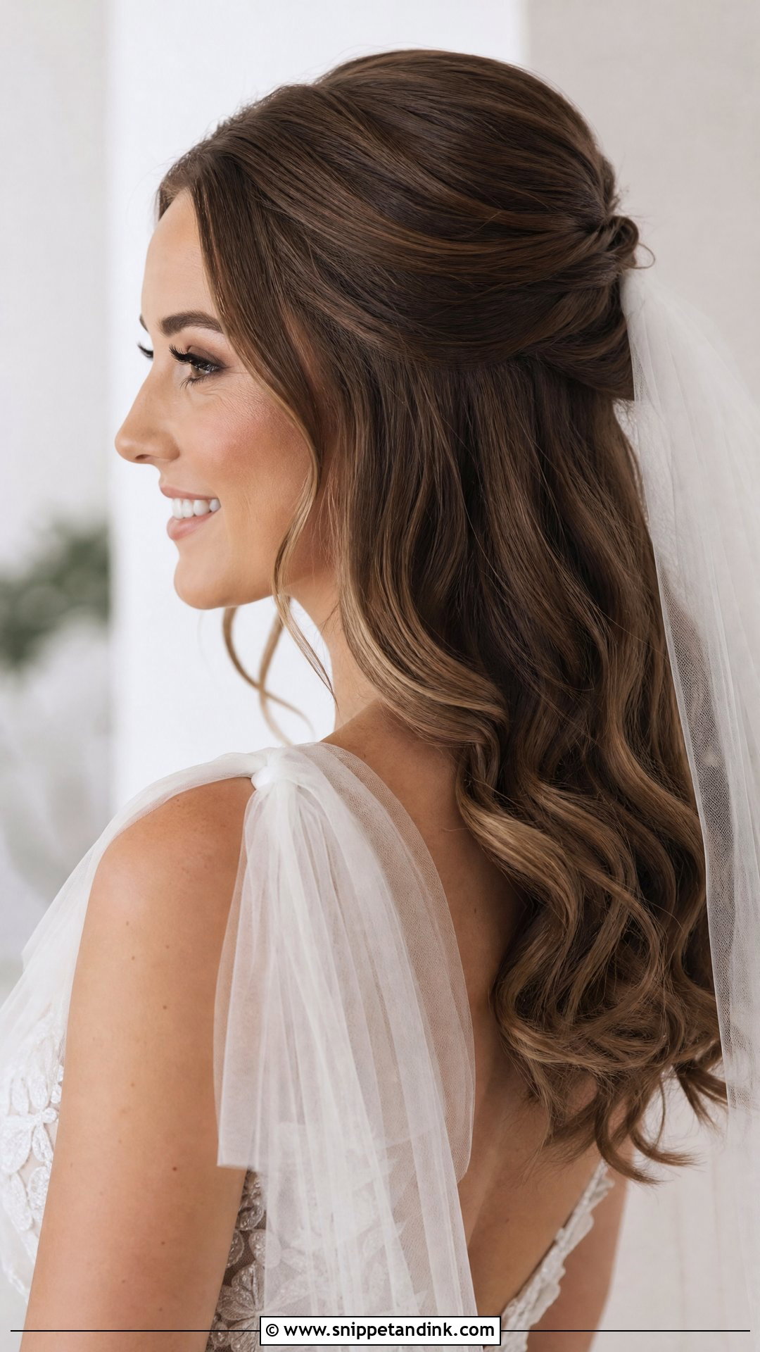 Sleek Half Up Wedding Hairstyle - Snippet and Ink - 20 Sleek Hairstyles for Wedding