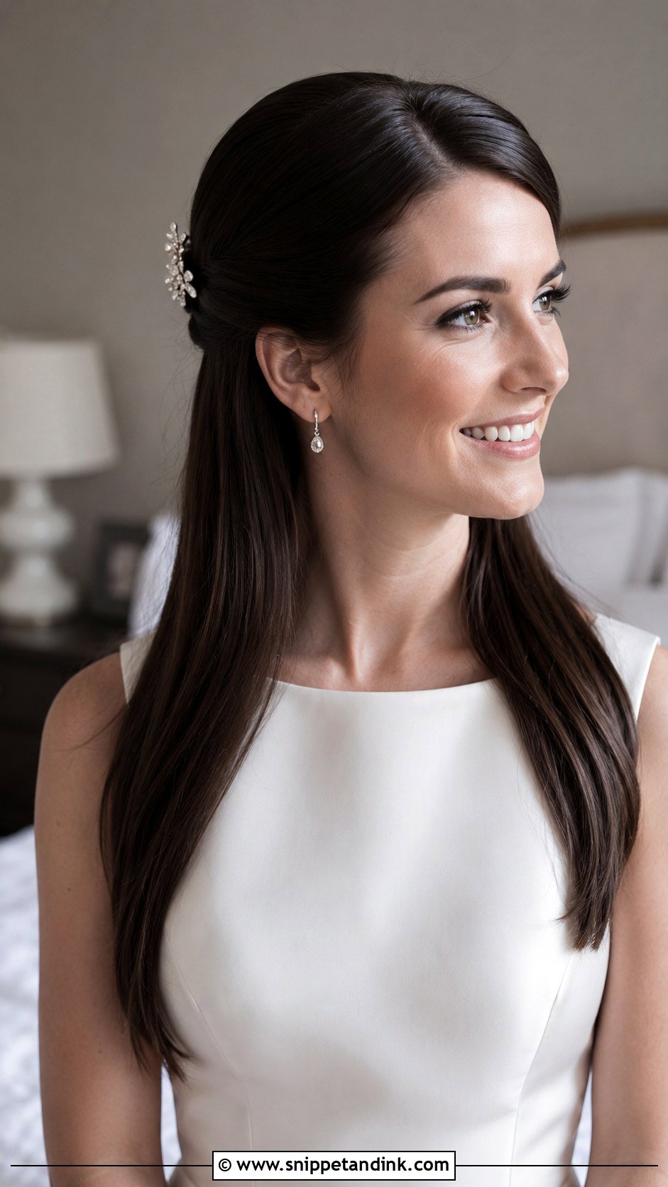 Sleek Half Up With Side Part - Snippet and Ink - 25 Sleek Half-Up Half-Down Wedding Hair Ideas