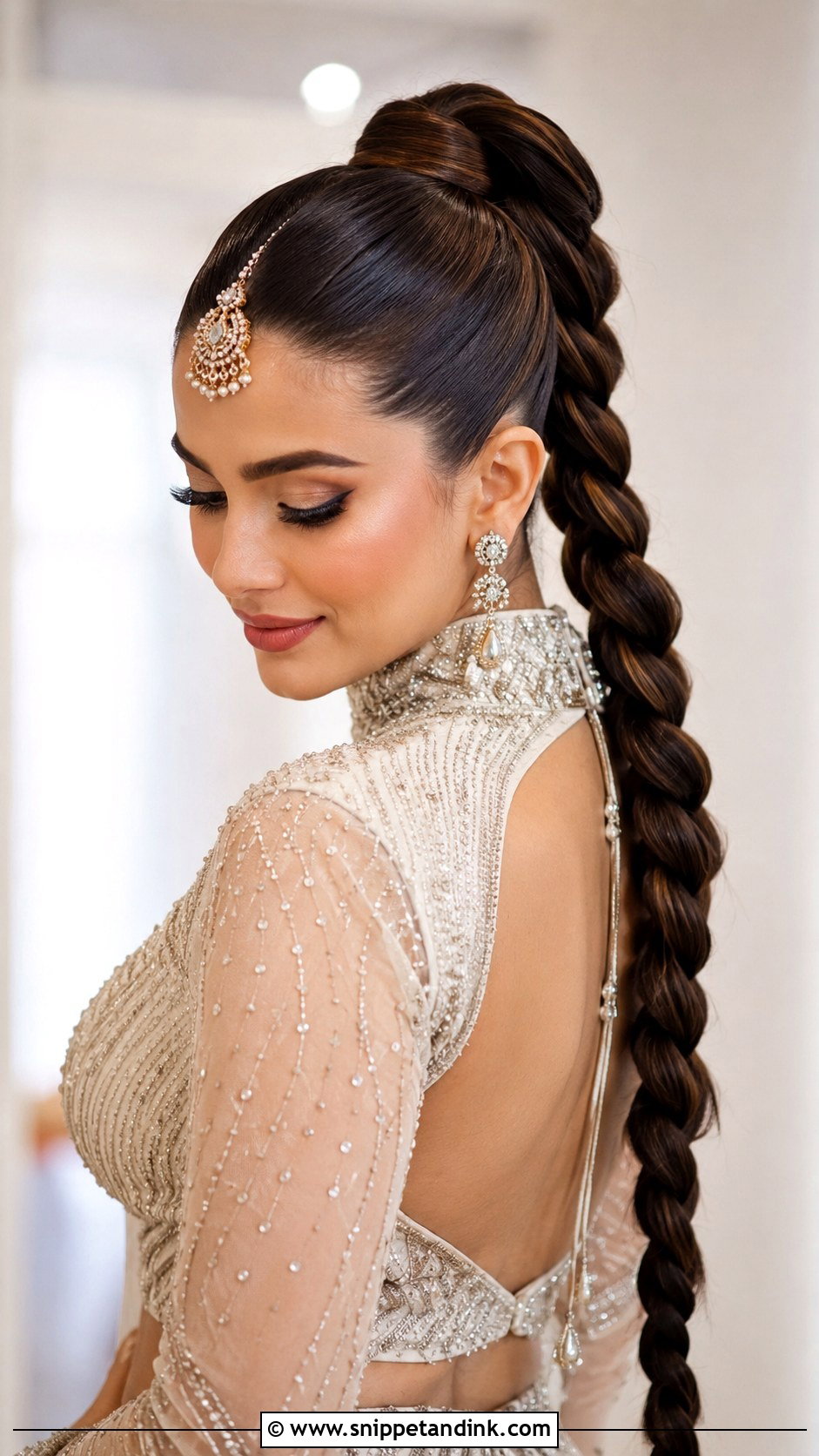 Sleek High Braided Bridal Choti - Snippet and Ink - 25 Bridal Choti Hairstyle Ideas