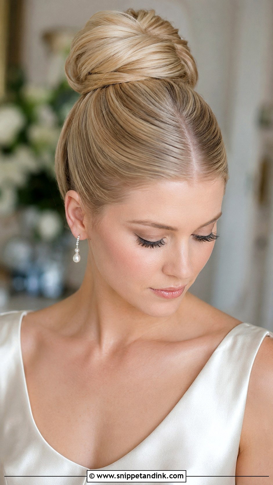 Sleek High Bridal Bun - Snippet and Ink - 15 High Bridal Bun Ideas
