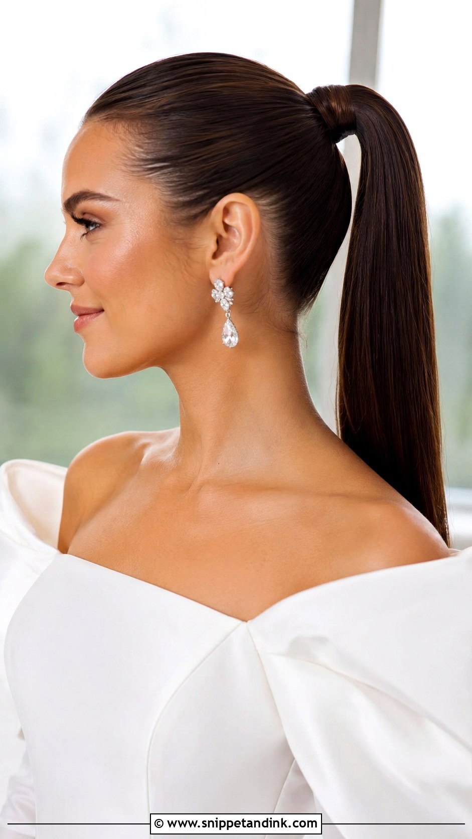 Sleek High Bridal Ponytail - Snippet and Ink - 25 Classy Bridal Hair Ideas