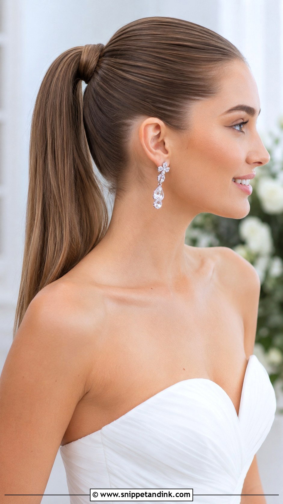 Sleek High Bridal Ponytail - Snippet and Ink - 25 Bridal Hair Ponytail Ideas