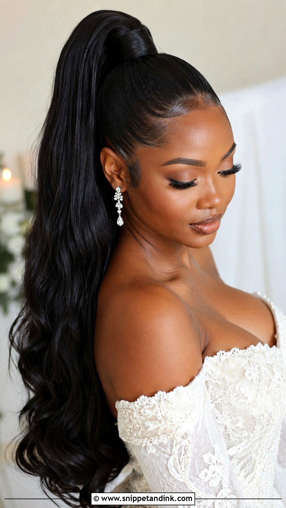 Sleek High Bridal Ponytail For Black Women - Snippet and Ink - 20 Bridal Ponytail Hairstyles Black Women