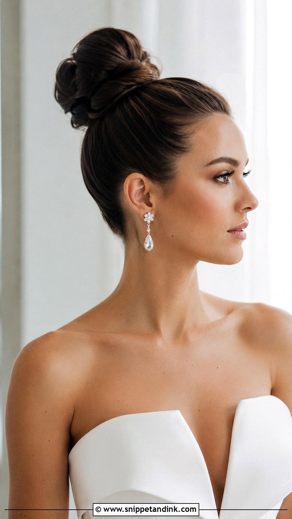 Sleek High Bun - Snippet and Ink - 25 Bridal Hair Bun Ideas