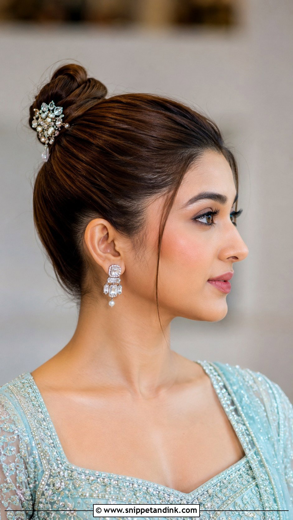 Sleek High Bun - Snippet and Ink - 30 Indian Bridal Bun Hairstyles