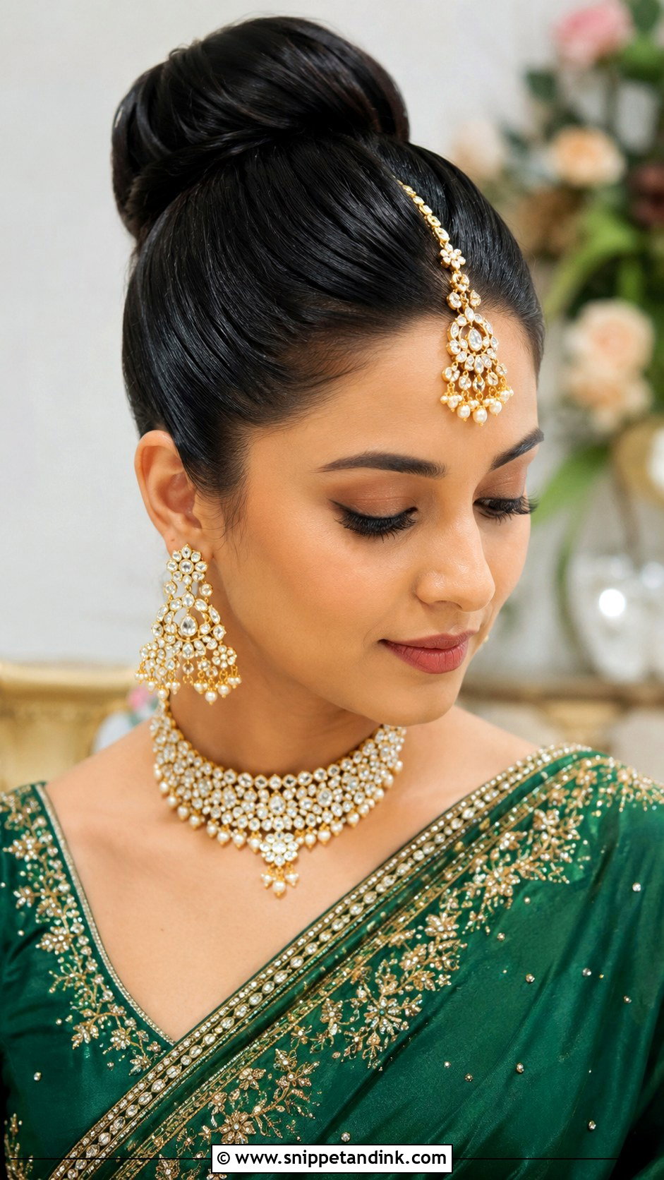 Sleek High Bun - Snippet and Ink - 30 Indian Wedding Hairstyles