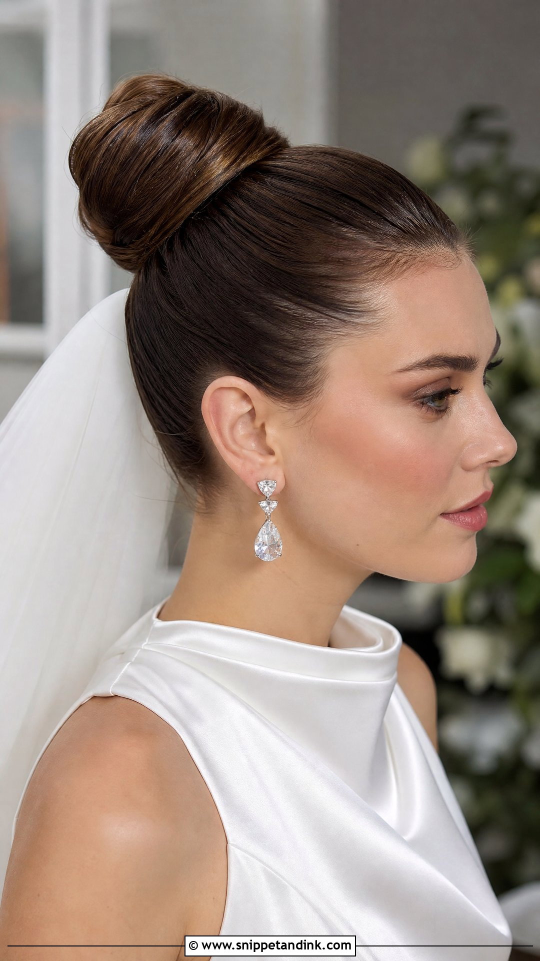 Sleek High Bun - Snippet and Ink - 20 Elegant Straight Wedding Hairstyles