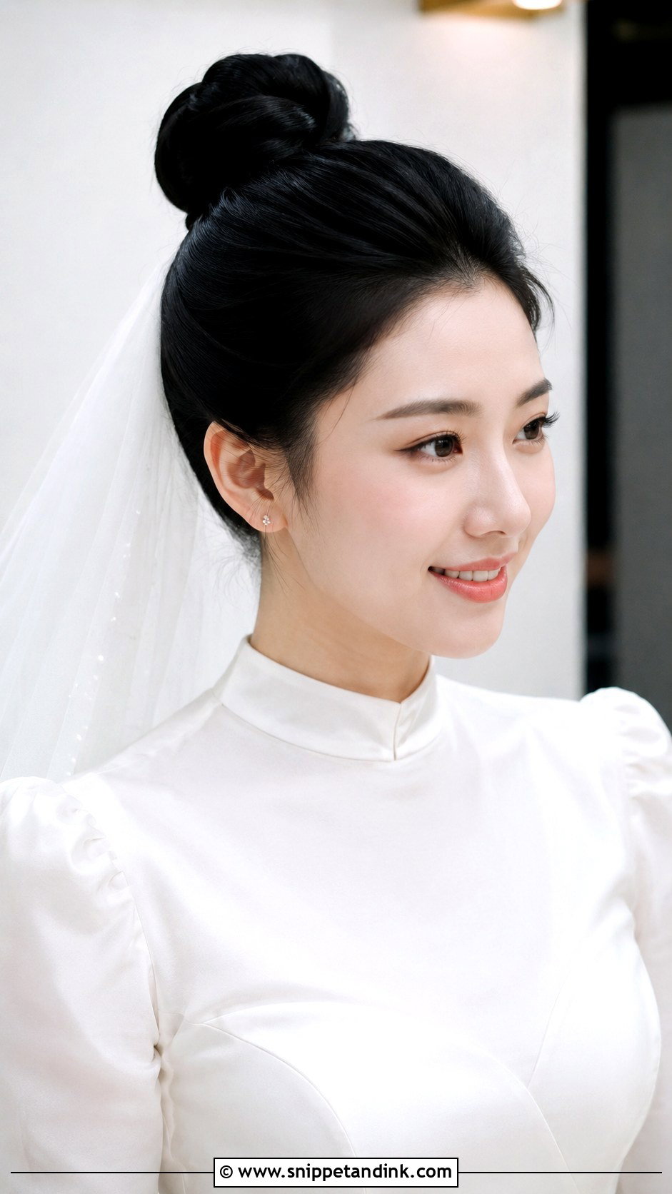 Sleek High Bun Bridal Look - Snippet and Ink - 25 Hair Looks for Wedding
