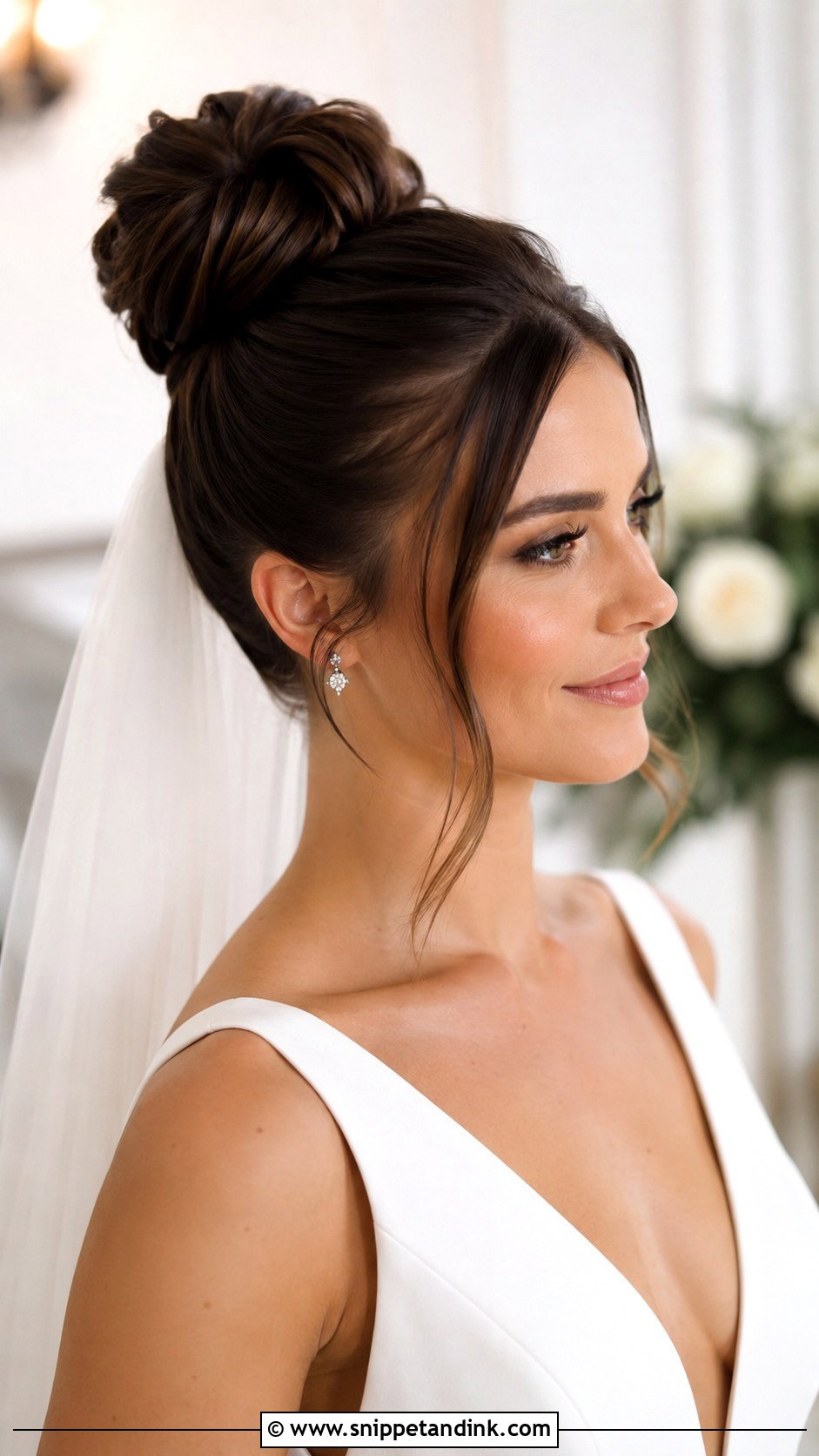 Sleek High Bun Updo for Medium Hair - Snippet and Ink - 30 Wedding Updos for Medium Hair