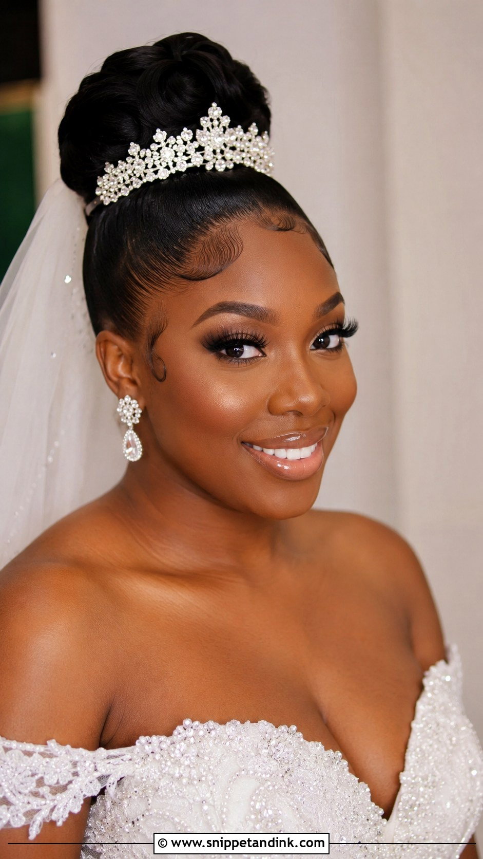Sleek High Bun With Baby Hairs - Snippet and Ink - 20 Black Brides Hairstyles Weddings