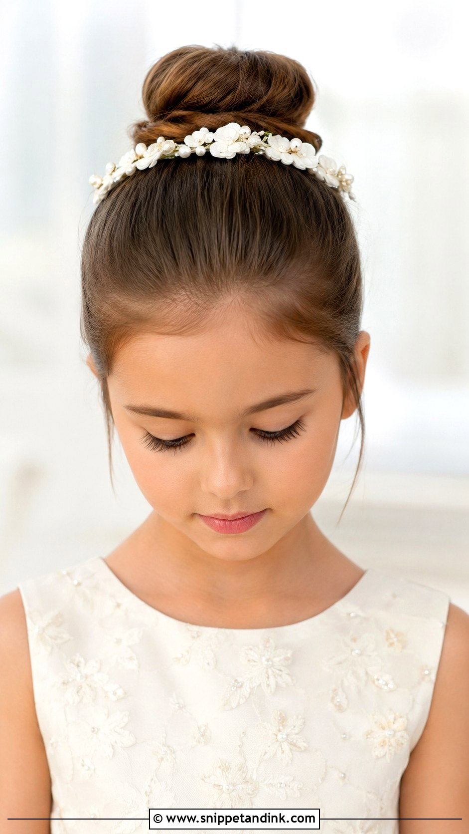 Sleek High Bun With Headband - Snippet and Ink - 25 Hairstyle for Girls Wedding Ideas