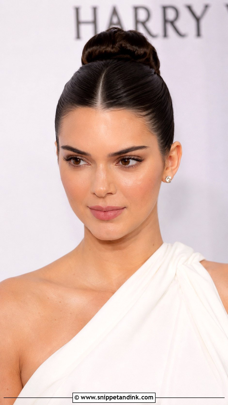 Sleek High Bun With Middle Part - Snippet and Ink - 25 High Bun Wedding Ideas