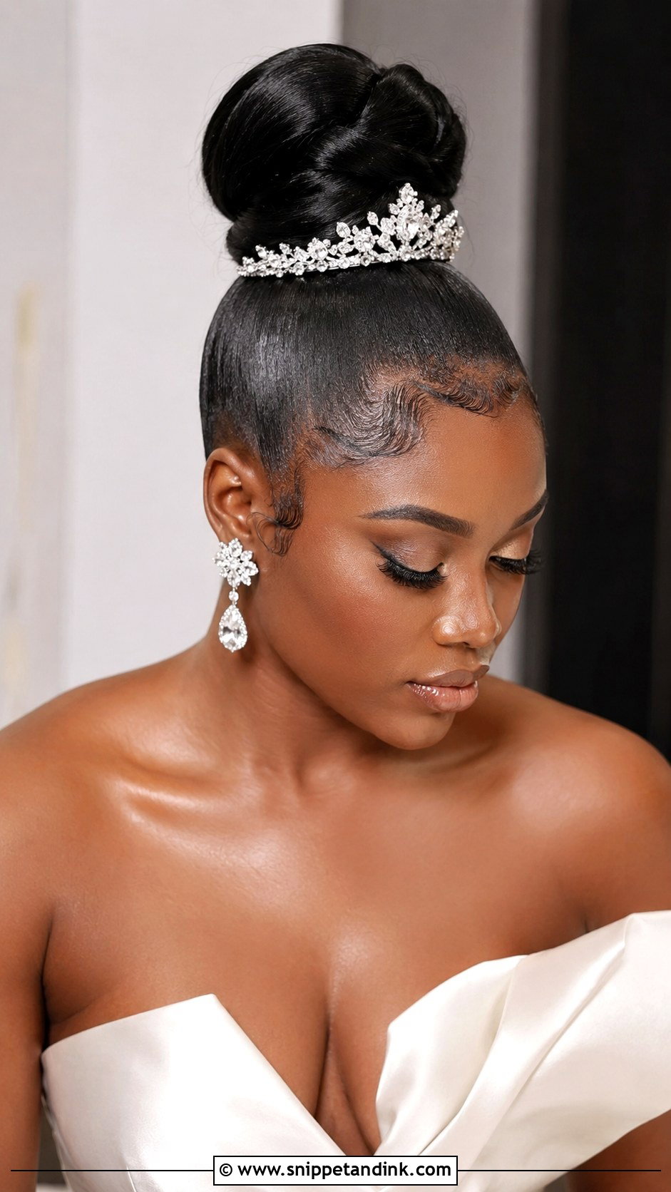 Sleek High Bun for Black Brides - Snippet and Ink - 20 Wedding Hair Styles Black Women