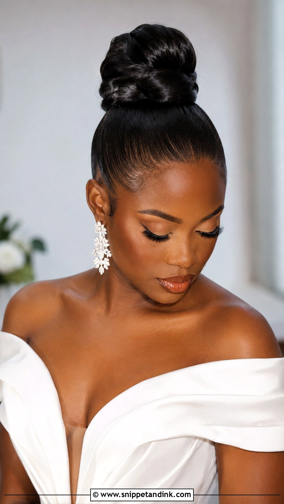 Sleek High Bun for Black Women - Snippet and Ink - 25 Bridal Hair Black Women Ideas