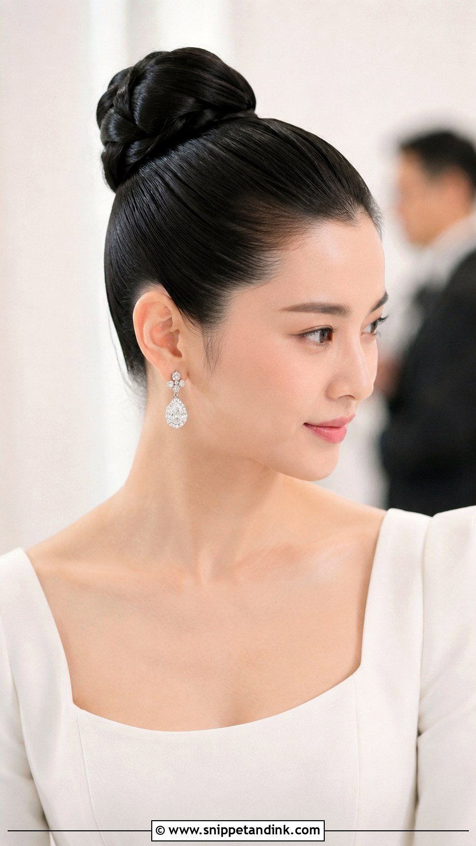 Sleek High Bun for Bride - Snippet and Ink - 25 Wedding Hair for Bride Ideas