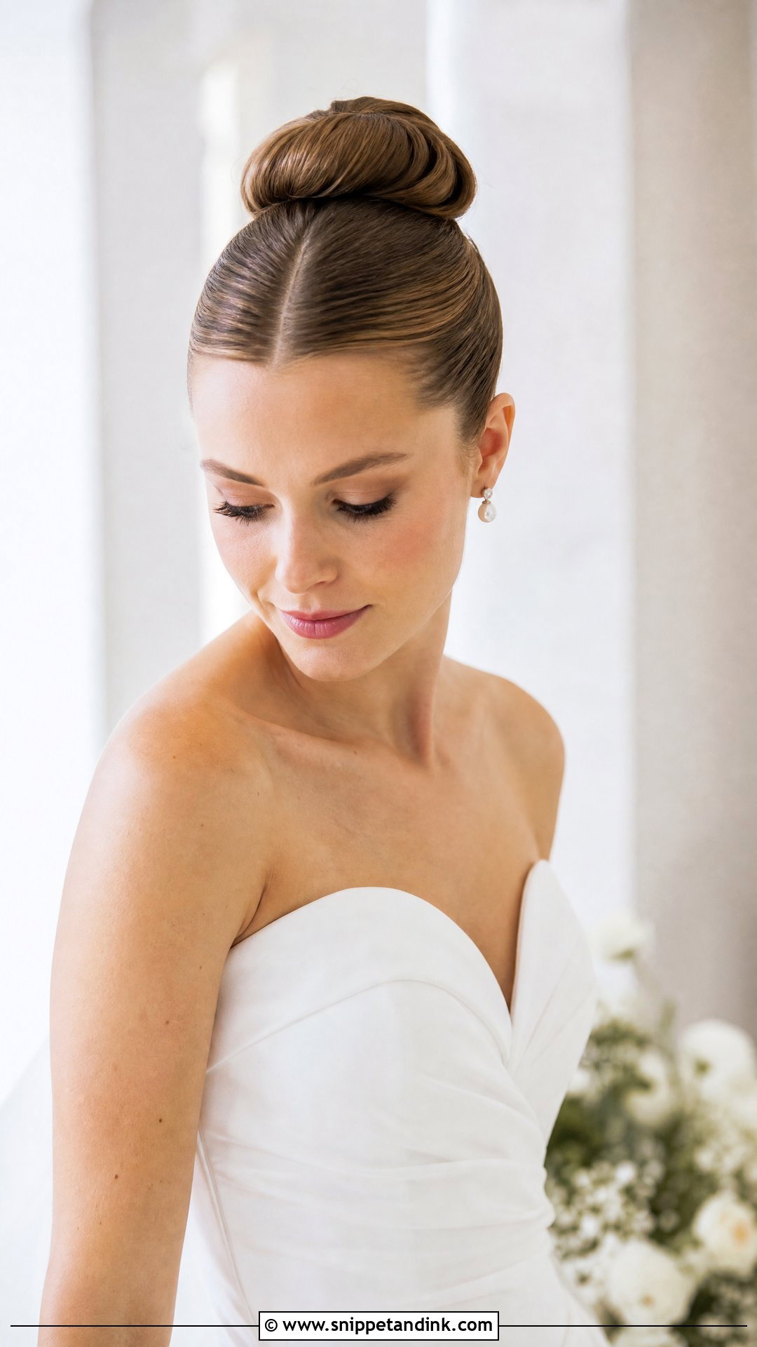 Sleek High Bun for Brides - Snippet and Ink - 20 High Bun for Wedding Ideas