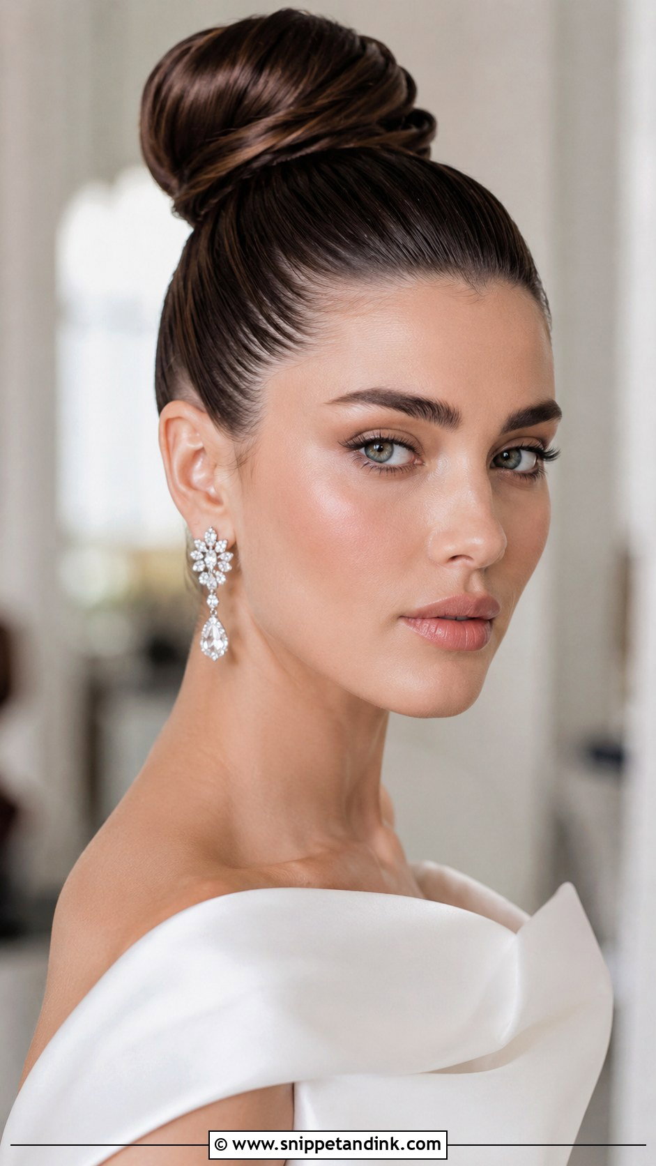 Sleek High Bun for Brides - Snippet and Ink - 20 2024 Wedding Hair Ideas