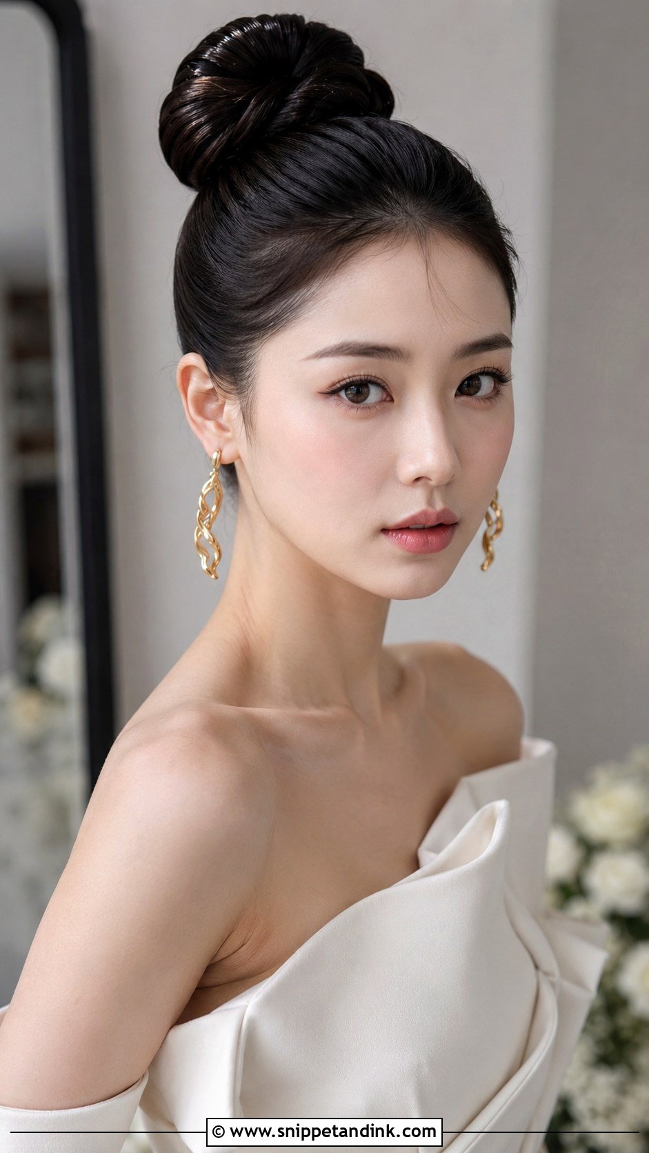 Sleek High Bun for Modern Brides - Snippet and Ink - 20 Fall Wedding Hair Ideas
