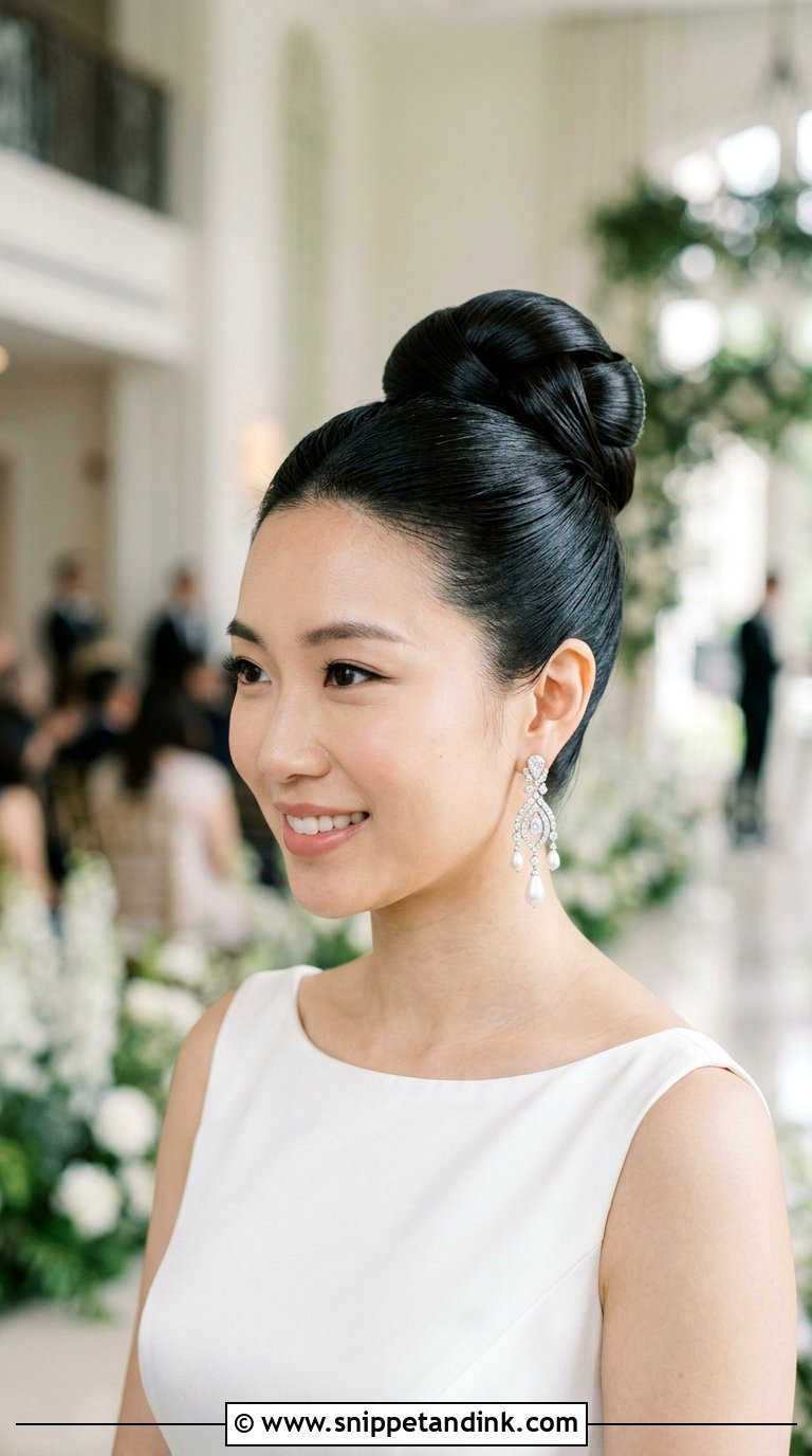 Sleek High Bun for Wedding - Snippet and Ink - 20 Bun Hairstyle for Wedding Ideas