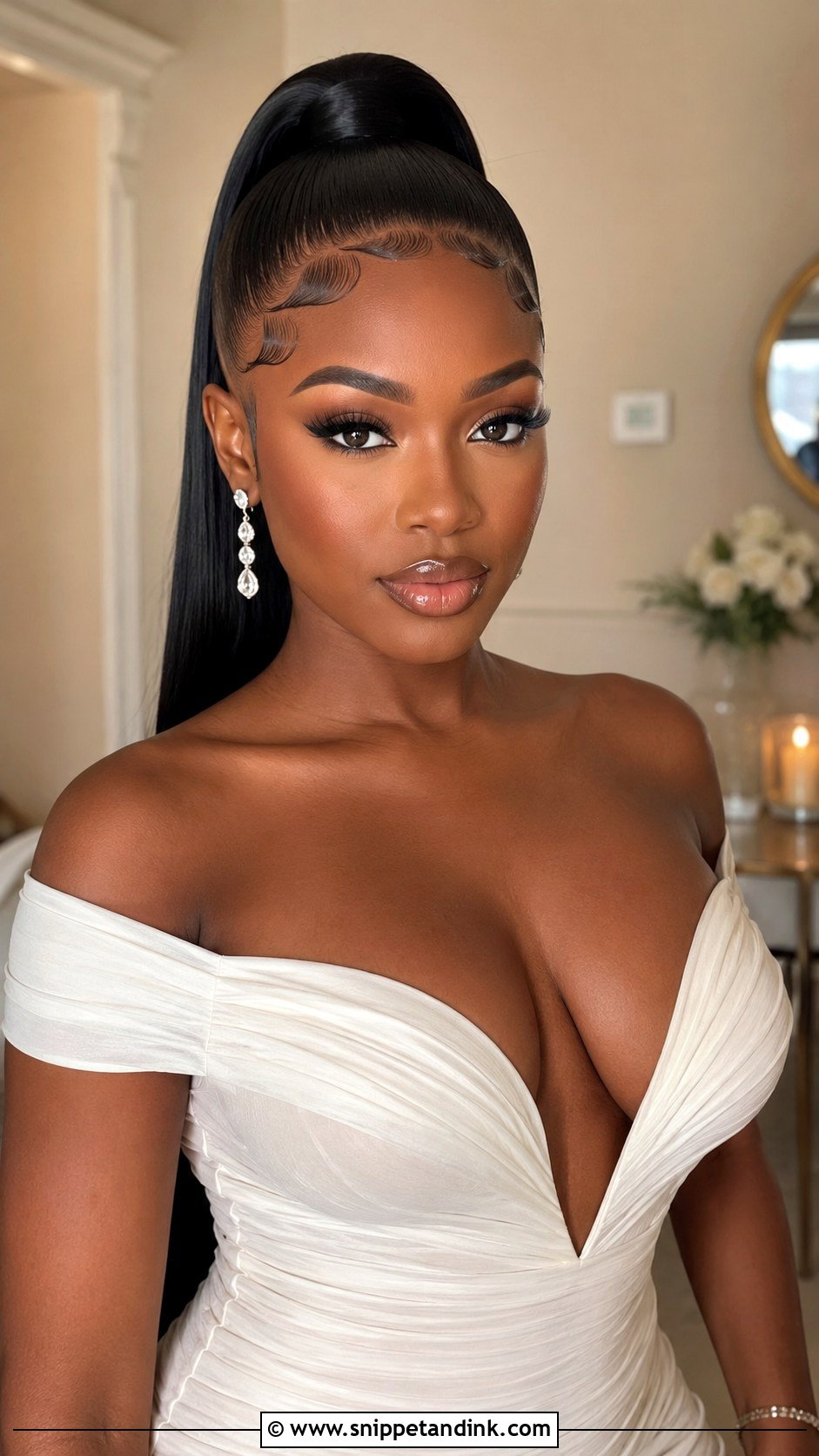 Sleek High Half Pony With Edges - Snippet and Ink - 25 Half Pony Wedding Hairstyles