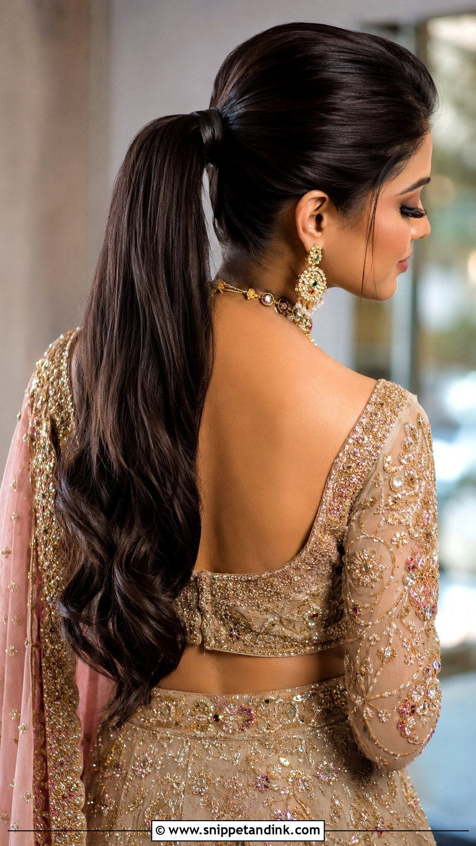 Sleek High Indian Bridal Ponytail - Snippet and Ink - 15 Indian Bridal Ponytail Hairstyles