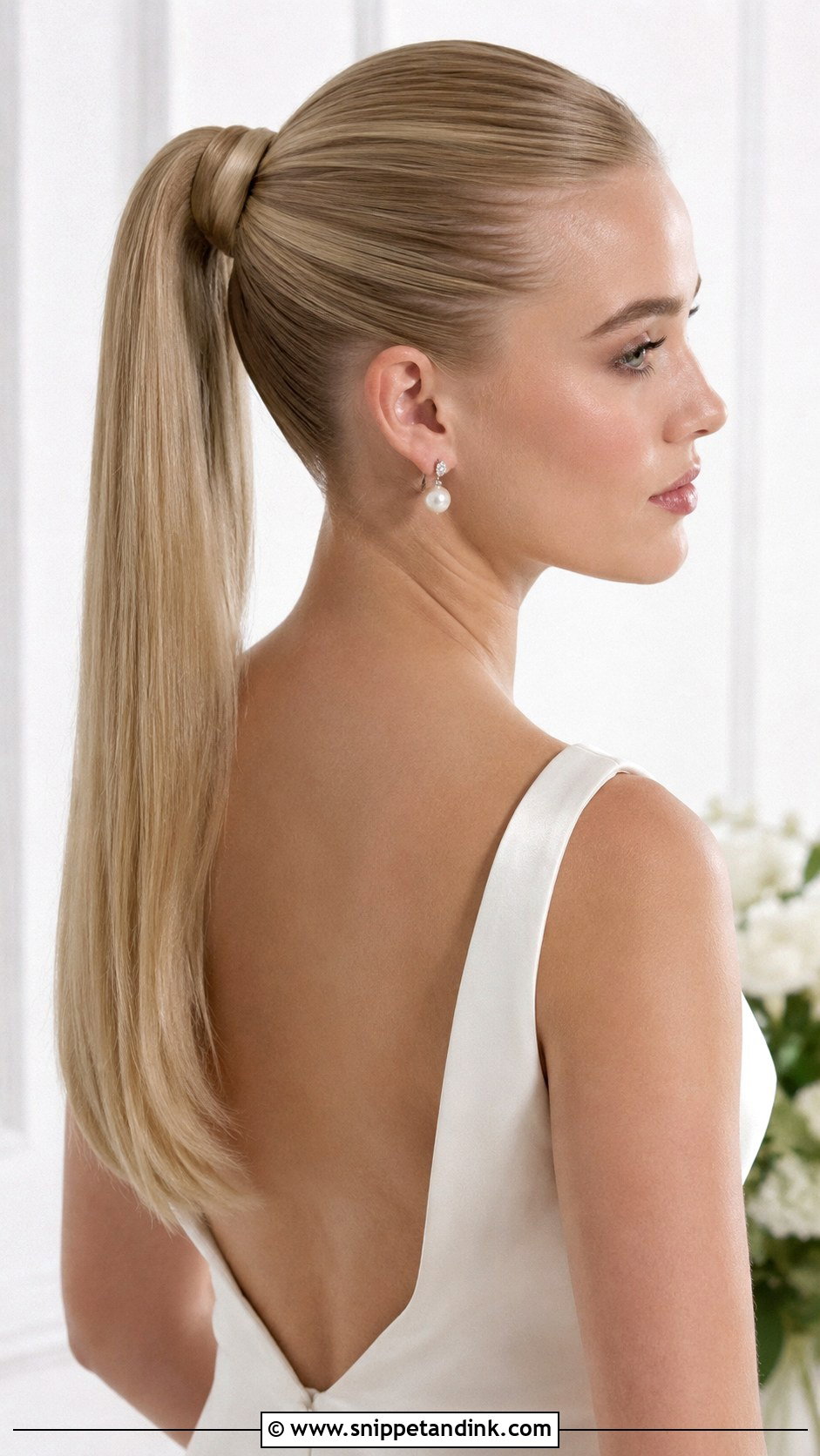 Sleek High Pony Bridal Hair - Snippet and Ink - 20 High Pony Bridal Hair Ideas