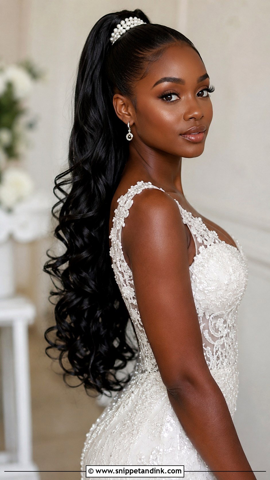 Sleek High Ponytail - Snippet and Ink - 20 Black Hair Wedding Hairstyles
