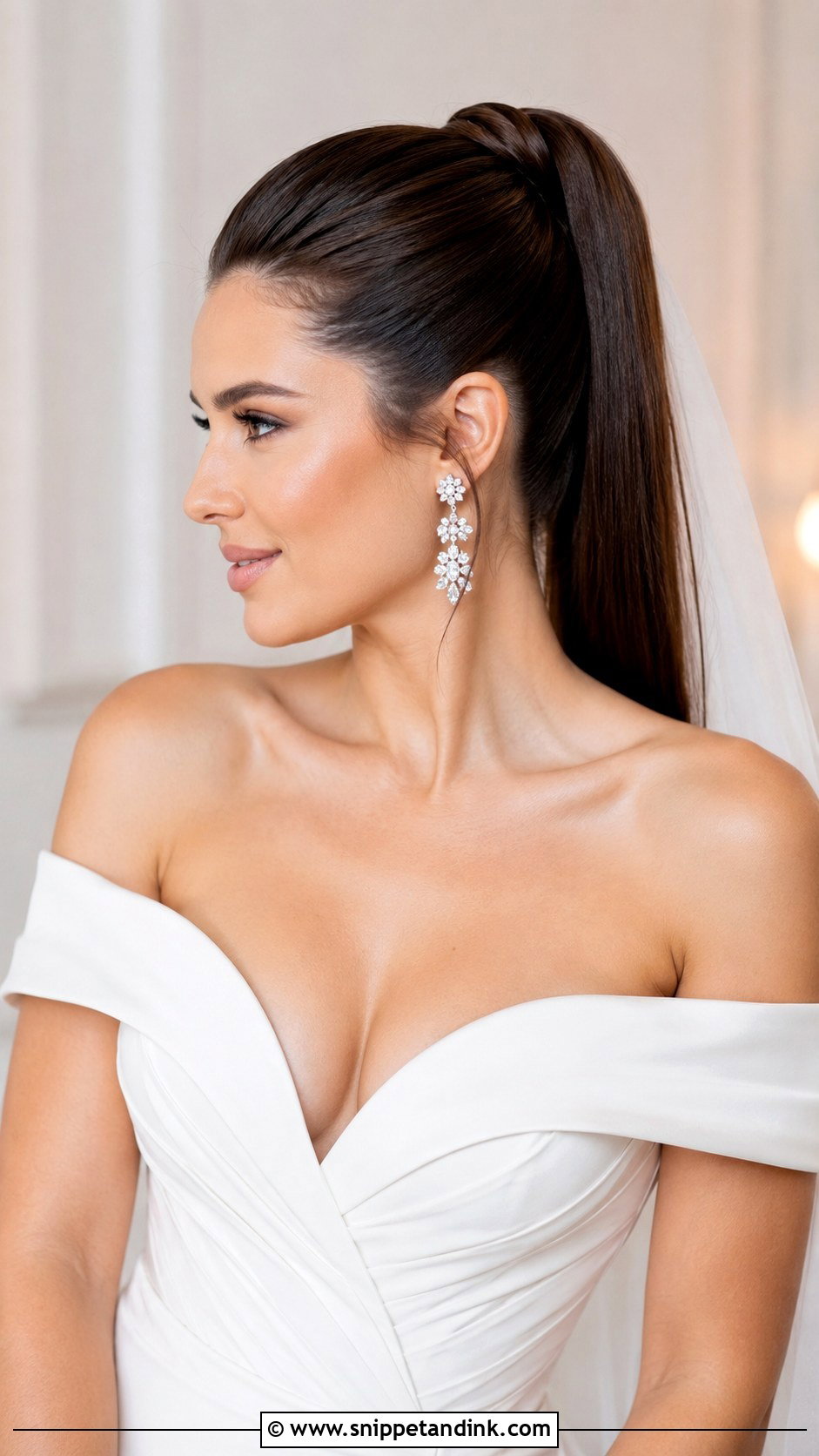 Sleek High Ponytail - Snippet and Ink - 20 Round Face Bridal Hairstyles