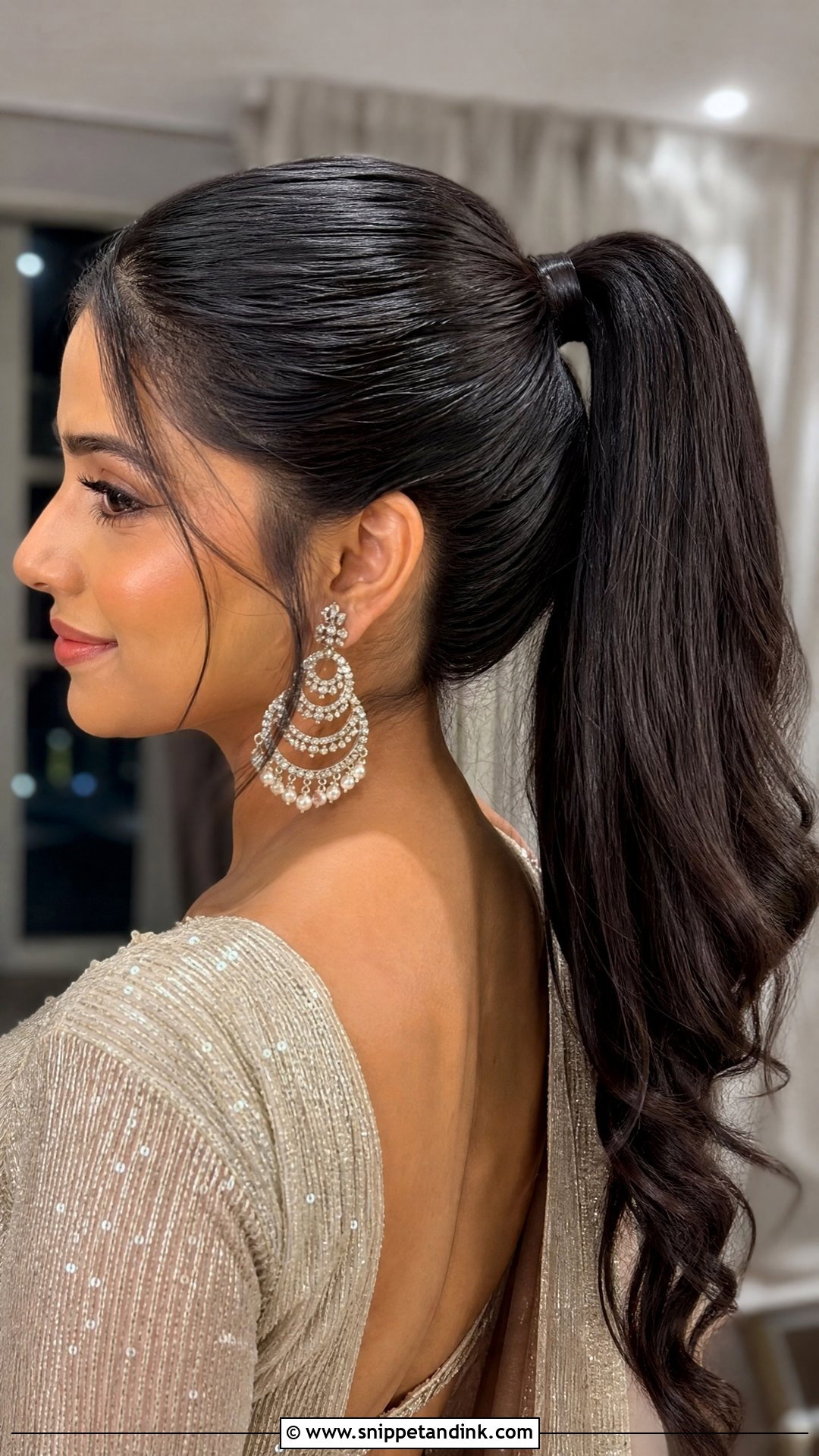 Sleek High Ponytail - Snippet and Ink - 20 Sangeet Bridal Hairstyles