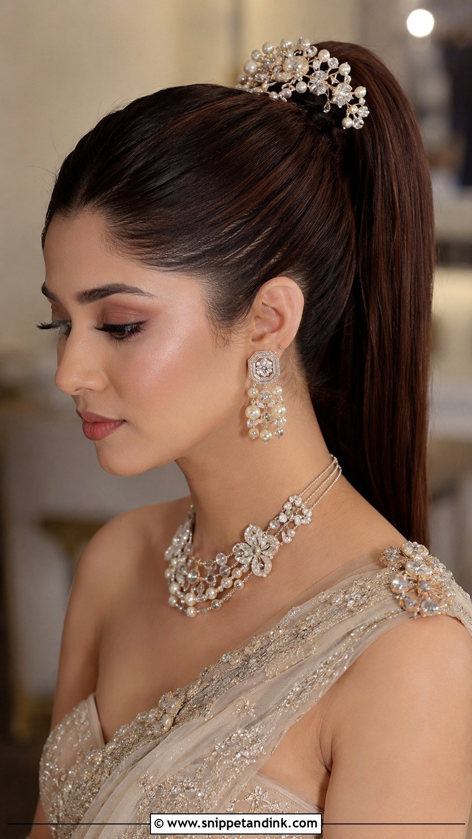 Sleek High Ponytail - Snippet and Ink - 25 Desi Wedding Hairstyles