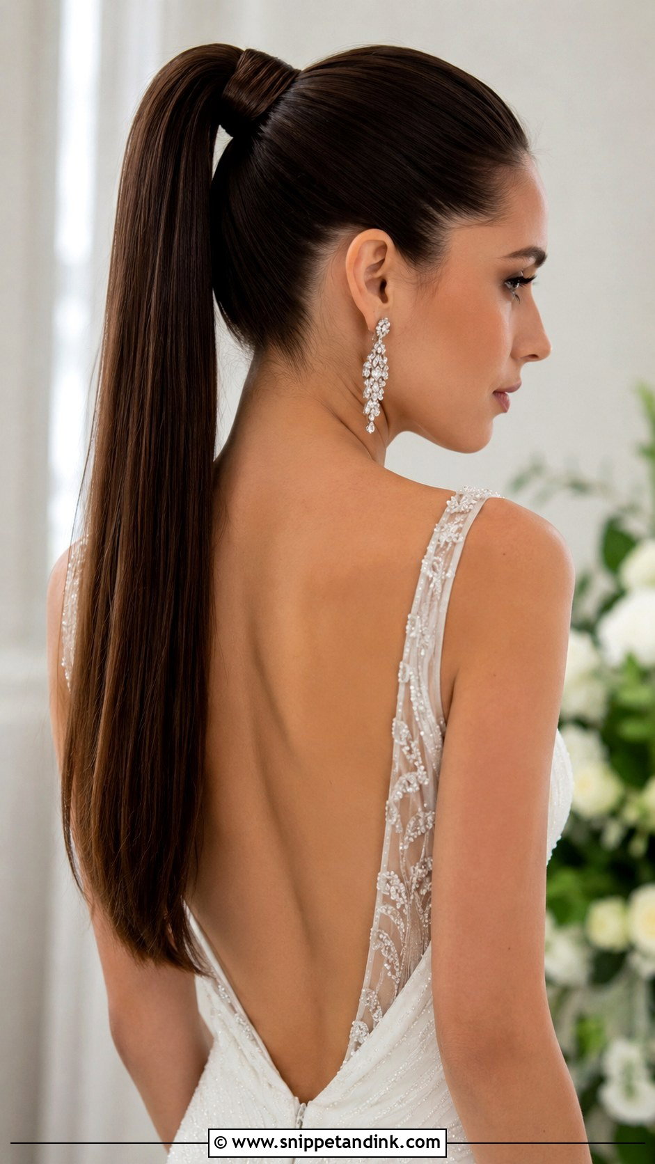 Sleek High Ponytail - Snippet and Ink - 25 Long Hair Wedding Hairstyles