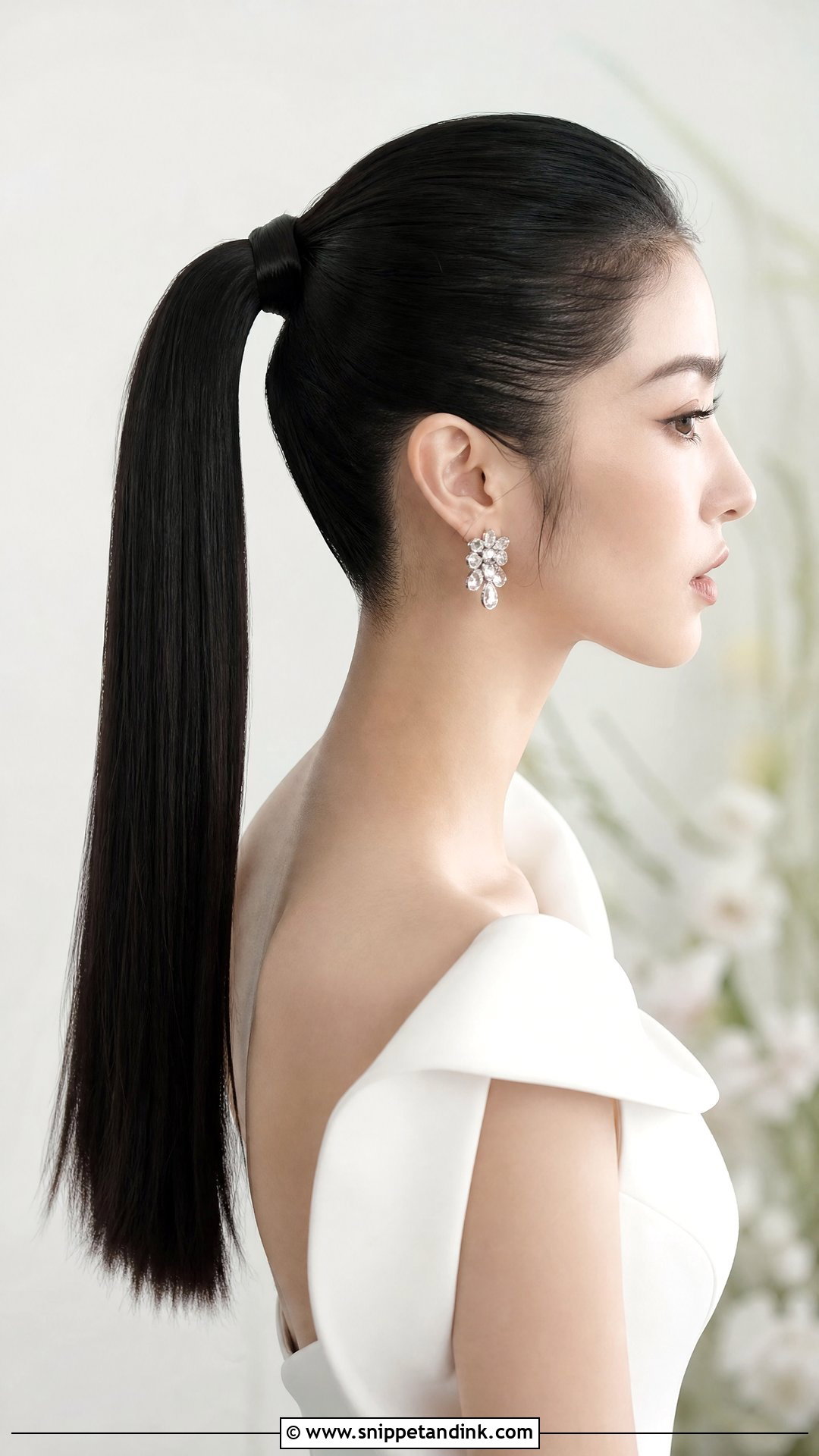 Sleek High Ponytail - Snippet and Ink - 20 Bride Hairstyles Front View