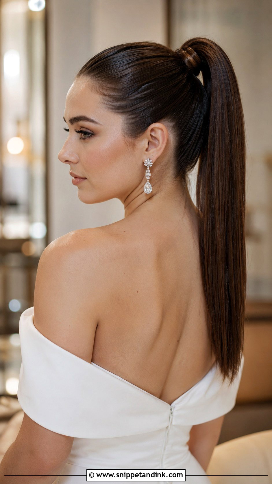 Sleek High Ponytail Bridal Look - Snippet and Ink - 30 Bridal Hair Styles