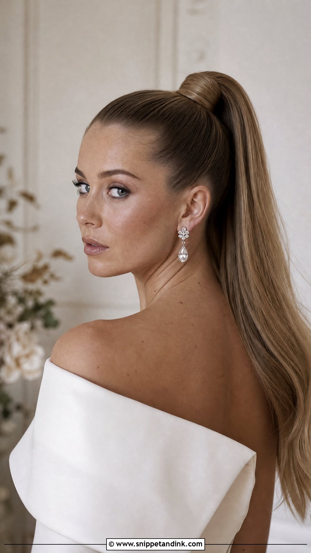 Sleek High Ponytail Bridal Style - Snippet and Ink - 20 Straight Hair Bridal Hairstyles