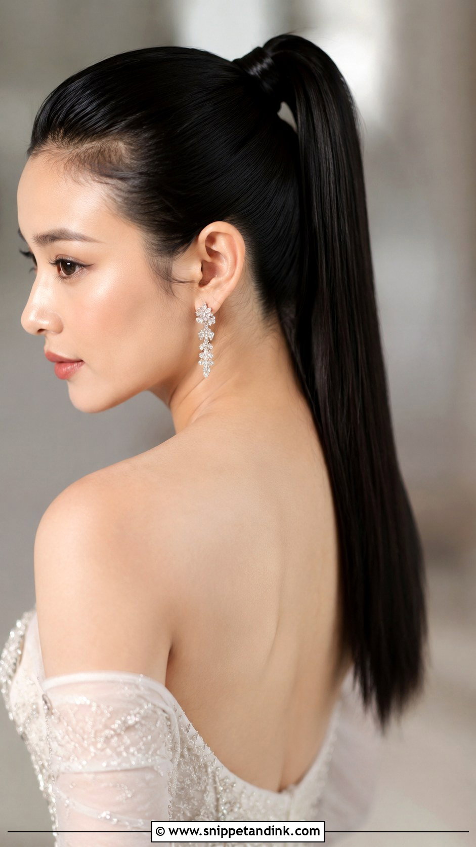 Sleek High Ponytail For Brides - Snippet and Ink - 25 Long Wedding Hair Ideas