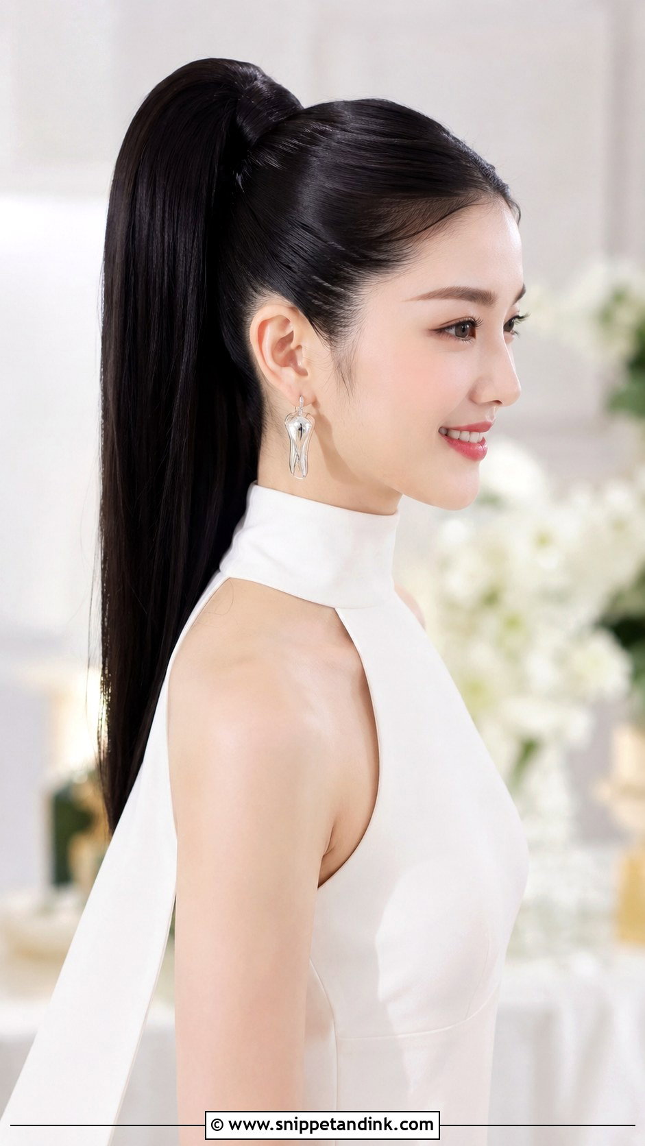 Sleek High Ponytail Wedding Hairstyle - Snippet and Ink - 30 Ponytail Wedding Hairstyles